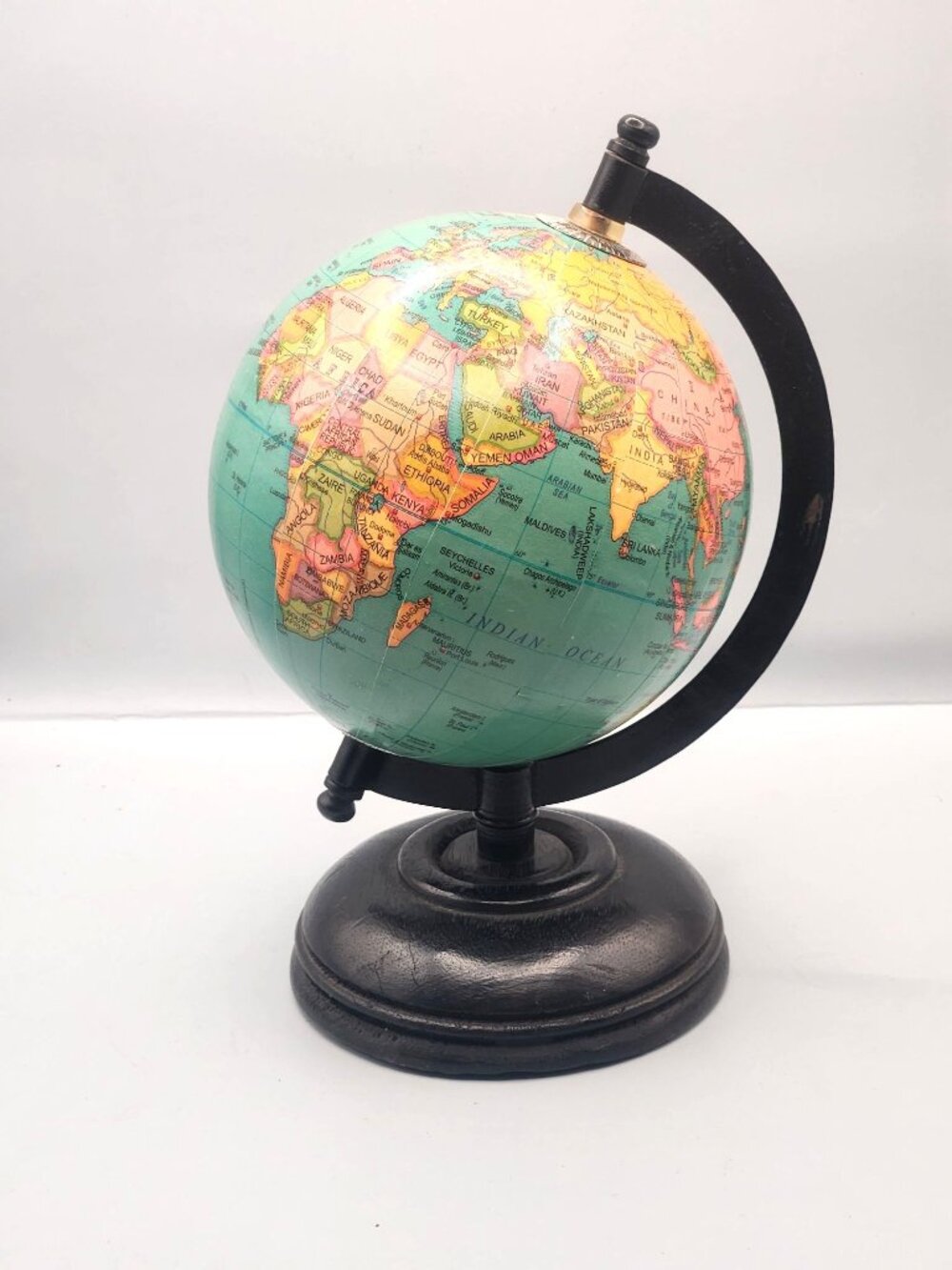 Style World Globe Rotating 8 1/2" Tall 6" Diameter Patina Desk Top